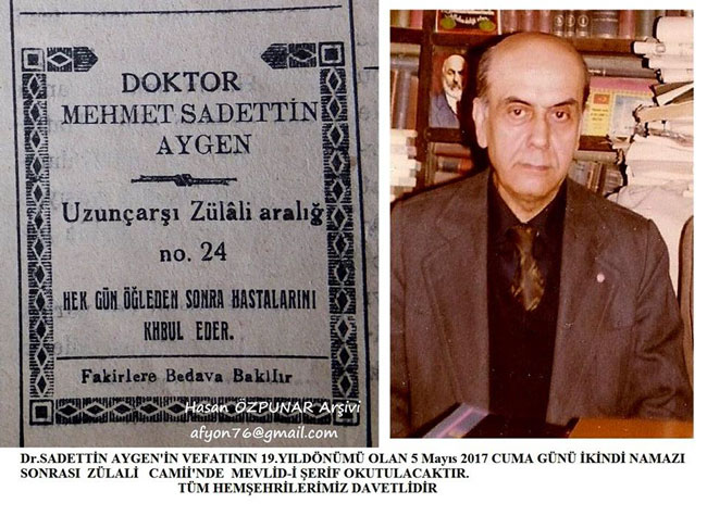Bir Afyonkarahisar sevdalısı: Dr. M. Sadettin Aygen