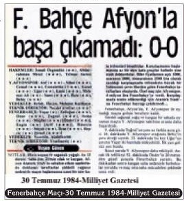 Fenerbahçe Afyon’la başa çıkamadı (1984)